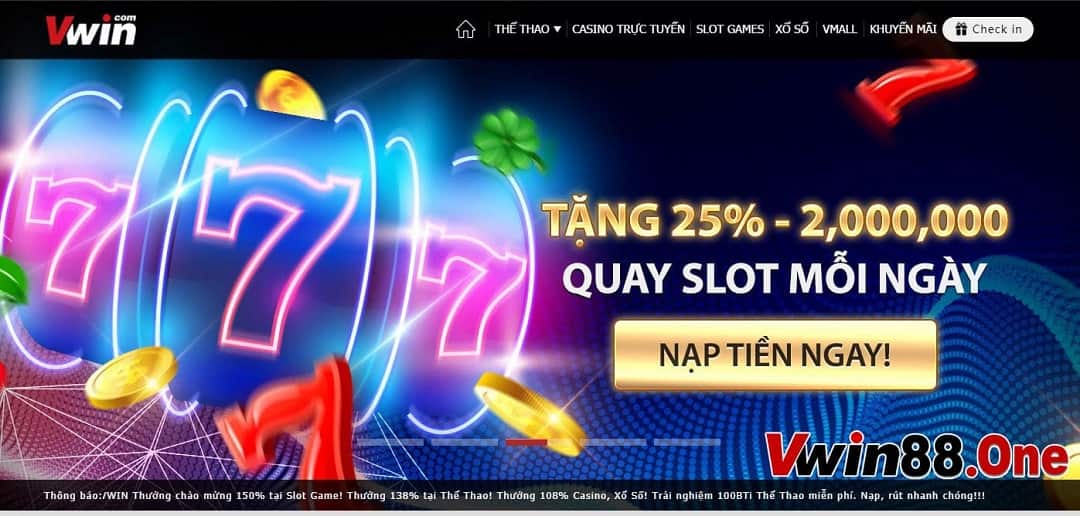 Chương trình khuyến mãi Vwin hoàn trả cho người chơi Slot game